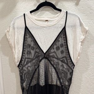 Free People Black and White Layered Top